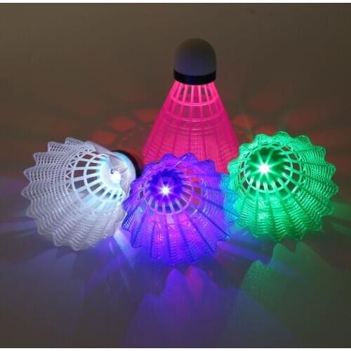 2021 Top 4pcs Colored Plastic LED Luminous Badminton Dark Night Glow Lighting Shuttlecock