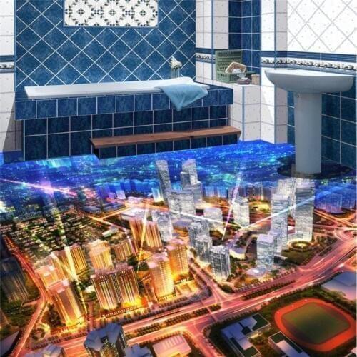 Beibehang Metropolitan 3D floor tiles custom painting large fresco pvc wear resistant environmental waterproof film