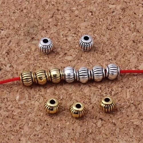 50pcs/lot Pretty Pumpkin Shape Small Metal Loose Beads DIY Jewelry Findings 5mm Tibetan Silver Gold Color Bracelets Spacer Beads