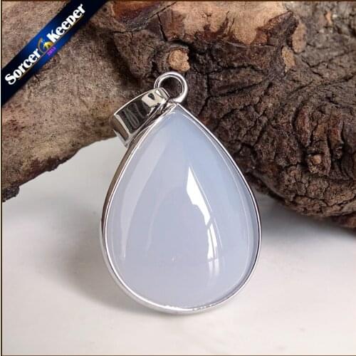 A+ Real Natural Gem Stone Blue Chalcedony Agates Cabochon Beads Crystal Necklace & Pendant Women Accessories bijou Jewelry TS789