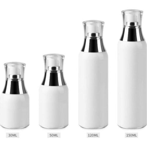 Acrylic Lotion Bottle Refillable Travel Acrylic Vacuum Squeeze Pump Bottle Gorgeous White Makeup Tool Empty 30ml 12pcs/lot