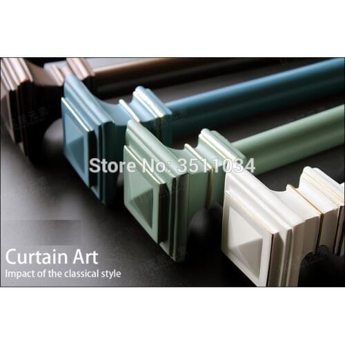American aluminum Peacock blue color alloy square single curtain rod curtain track Rome bar European rail rack French style