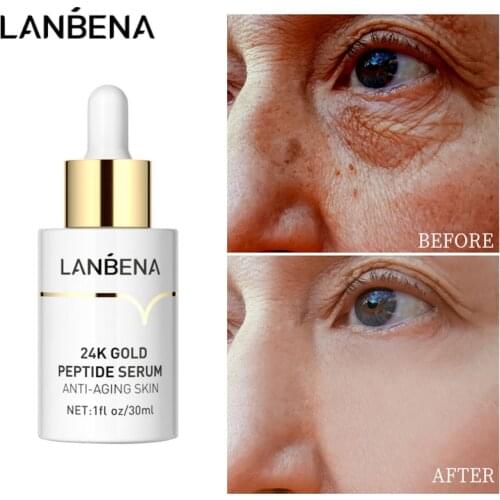 LANBENA 24K Gold Peptide Anti Aging Face Serum Tighten Anti Wrinkle Whitening Nourishing Improve Fine Lines Firming Skin Care