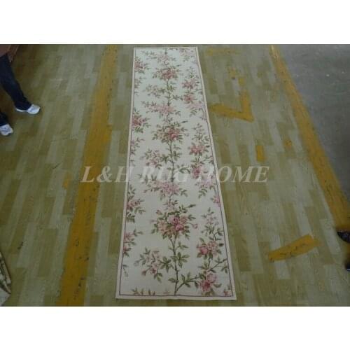 Free shipping 2.5'x10' Runner Handmade Floral English Garden Wool Needlepoint Rug