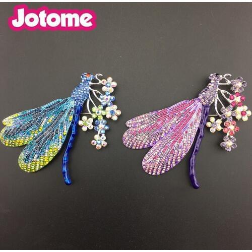 90*75mm Large Colorful Crystal Rhinestone Enamel Insect Dragonfly Brooch Pin Animal Brooch Pin