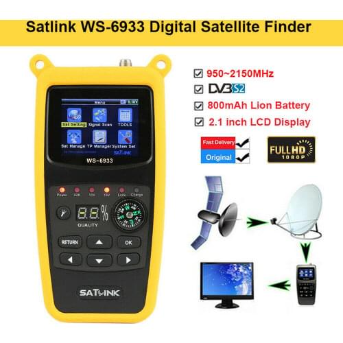 Satlink WS-6933 DVB-S2 FTA C&KU Band Satellite Finder Meter 2.1 Inch LCD Display Silicone Cover