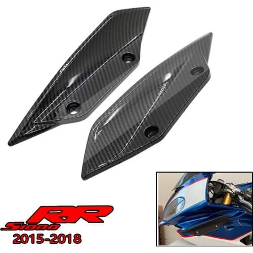 For BMW S1000RR 2015 2016 2017 2018 Gloss black Carton Fiber Front Side Planel Fairing Wing ABS Aerodynamic Winglets Fairing