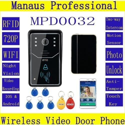 High Quality ENNIO Touch Key WiFi DoorBell Wireless Video Door Phone Home Intercom System IR RFID Camera D32C