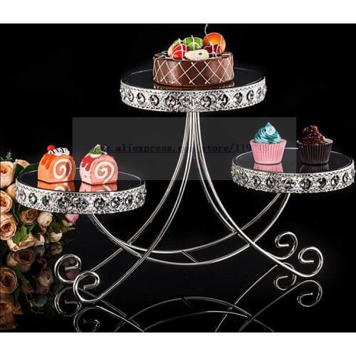 1 PCS European creative three-layer mirror cake stand multi-layer crystal dessert table wedding West Point cake set