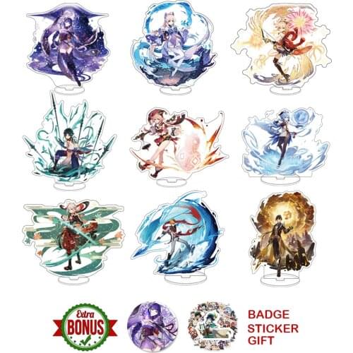Genshin Impact Standing Figure Yanfei Tartaglia Rosaria Zhongli Model Acrylic Keychain Cosplay Hot Games Anime Decorations Gift