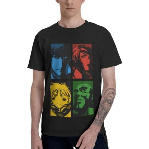 Japanese Anime Cowboy Bebop T Shirt Men Short Sleeve 100% Cotton Funny Manga T-shirt Lets Jam Tee Fashion Tshirt Gift Idea