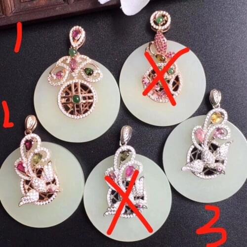Fine Jewelry Real 925 Steling Silver s925 Myanmer Origin 100% Natural Jade Gemstone Female Pendant Necklaces Christmas Gift