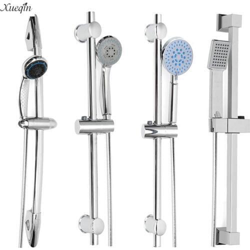 Xueqin Chrome Bathroom Shower Riser Rail Bracket Adjustable Shower Head Holder Bar Kit Set 5 Mode Function Wall Mounted