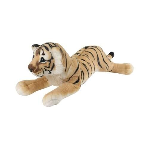 High quality simulation prone yellow tiger large 60cm plush toy soft throw pillow Christmas gift b0093