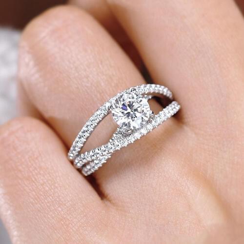 2019 Exquisite Silver Heart-shaped Wedding Rings zircon Ring For Women Bijoux Anel Femme Engagement Ring Statement Jewelry Gift