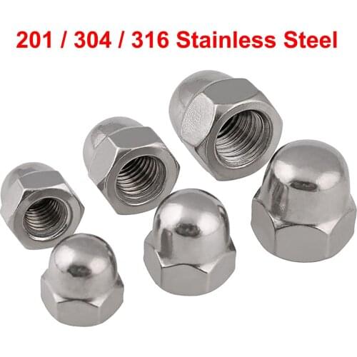1/2/5/10PCS M3 - M24 Acorn Cap Nut 201/304/316 Stainless Steel Decorative Cap Nuts Dome Head Covers Hex Nuts DIN1587