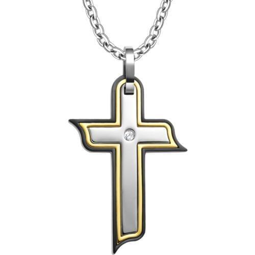 304# Stainless Steel Cross Pendant with Austrian Crystals Religion Gift
