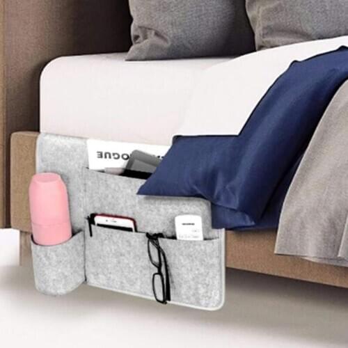 Multifunction Bed Storage Household Sofa Hanging Bedside Storage Bags Felt Desk Storage Organizer with Pockets Phone Organzier