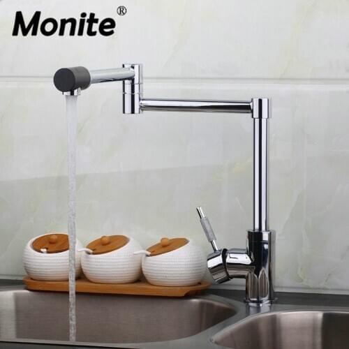 Monite Design Swivel 360 Chrome Brass Water Tap Wash Basin Sink Kitchen Tap Mixer Faucet Fold Swivel Spout Basin Sink Mixer Tap
