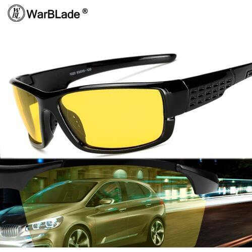 WarBLade Mens Polarized Sunglasses Night Vision Yellow Lens Mirror Coating Sun Glasses Male Night Driving Safe Eyewear KP1020