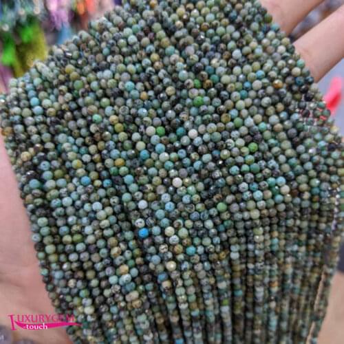 Natural African Turquoises Stone Loose Small Beads High Quality 2/3/4mm Faceted Round DIY Gem Jewelry Accessories 38cm wk356