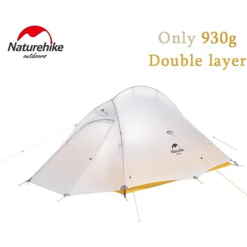 Naturehike Cloud Up 10D Camping Tent 2 Person 950g Nylon Silicone Double Layers Waterproof Portable Tourist Tents With Free Mat