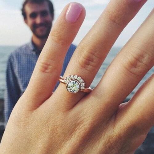 2020 New AAA Round White Zircon Promise Rings For Women Trendy Silver Color Female Jewelry Engagement Party Accessories Gift