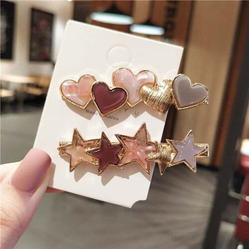Oaoleer New Korea Hair Clip Fashion Hair Accessories Trend Women Girl Colorful Love Heart Stars Hairpin Side Clip Hair Ornaments
