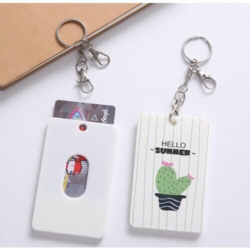 Women Card Holder Cover Bag kids Cartoon Animal String Bus Name ID School Job Id Card Passport Holder Case With key bags