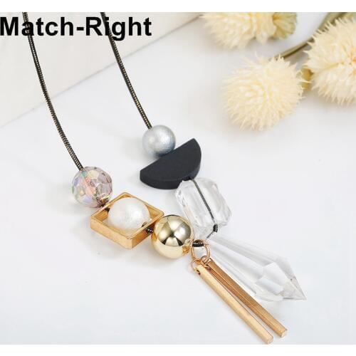 Match-Right Necklaces & Pendants Women/Statement/Long/Beads/Lady/Vintage/ Necklace for Women Neck Decoration Sweater Chain NR157