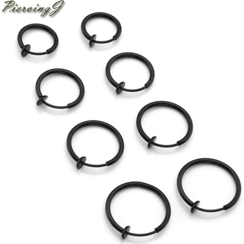 PiercingJ 12G / 14G Fake Nose Ring Spring Hoop Fake Septum Cartilage Earring Lip Nose Ring Body Piercing Jewelry