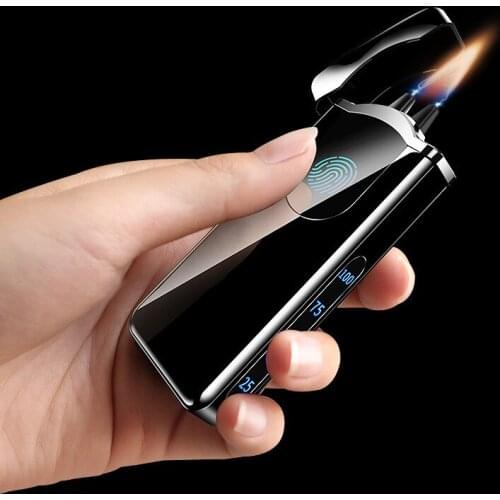 USB Big Flame Cigar Lighter Pulse Windproof Arc Electric Candle Lighters Plasma Flameless Gift for boyfriend