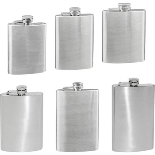 Hip Flask Pocket Stainless Steel Alcohol Wine Liquor Whiskey Screw Cap Outdoor Travel Portable Useful Drinker Bottle Drinkware