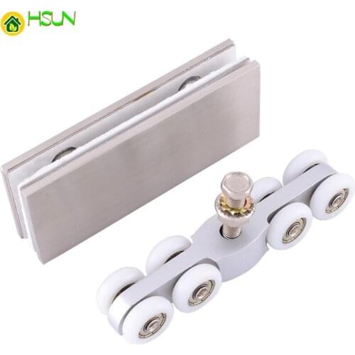 Glass Hanging Rails Wood Door Hanging Wheels Luxury Silent Boutique 8 Lens Bearing Glass Roller