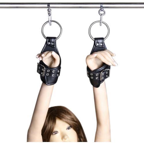 PU Leather Hanging Bdsm Handcuffs Fetish Bondage Restraints Suspension Hand Wrist Swing Cuff Adult Sex Toys For Couples