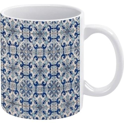 Portuguese Tiles Vintage Portuguese Tiles White Mug Coffee Mugs Girl Gift Tea Milk Cup Mugs Portugal Tiles Blue Vintage Mediterr