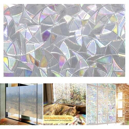 Rainbow 3D Window Film Decoration Privacy Static Cling Glass Sticker Irregular Pattern Refraction Colorful Glass Window Stickers
