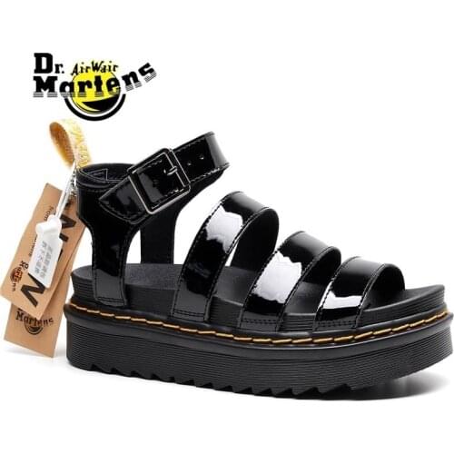 Dr.Martens Women and Men Blaire Cross-Tied Strap Summer Breathable Doc Martin Platform Sandals Unisex Durable Thick Bottom Shoes
