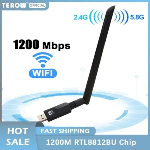 TEROW USB 3.0 1200Mbps Wifi Adapter Dual Band 5GHz 2.4Ghz 802.11AC RTL8812BU Wifi Antenna Dongle Network Card For Laptop Desktop