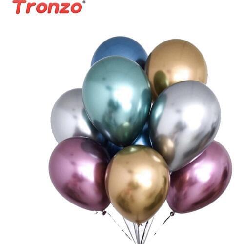 Tronzo 10pcs Latex Balloons Metal Air Balloons Wedding Chrome Metallic Colors Inflatable Air Balls Birthday Decorations Ballon