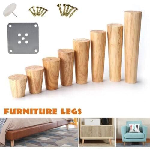 1Pcs Sofa Furniture Legs Wooden Sofa Legs Feet Slanting Straight Coffee Table Level Feets with Metal Plates Cabinet Legs