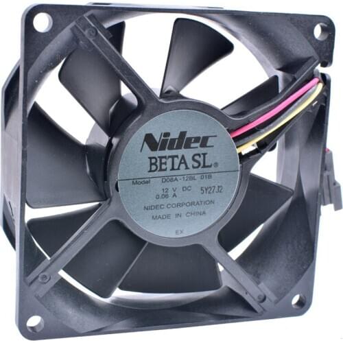 D08A-12BL 8cm 80mm fan 80x80x25mm 8025 DC12V 0.06A 3 lines DLP screen plasma TV refrigerator quiet cooling fan