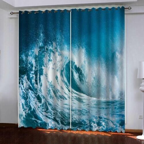 Custom 3d Curtains Turbulent water photo Windows Curtains for Living Room Bedroom Decorative Kitchen Curtain Drapes