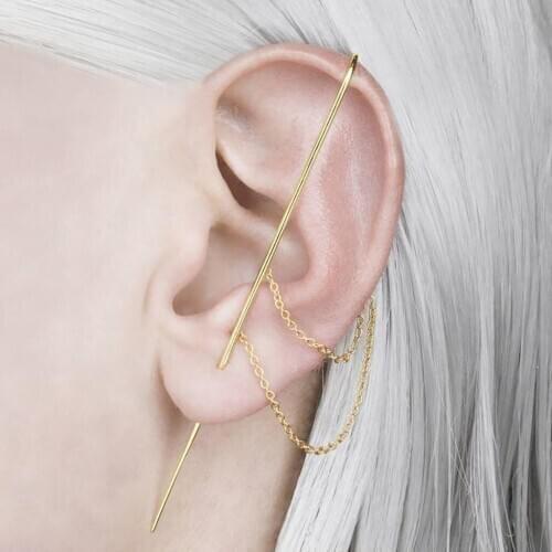 Simple Ear Wrap Crawler Hook Vintage Women Earrings Punk Wrap-around Track Hook Earrings Stud Auricle Type Ear Clip Wire Earring