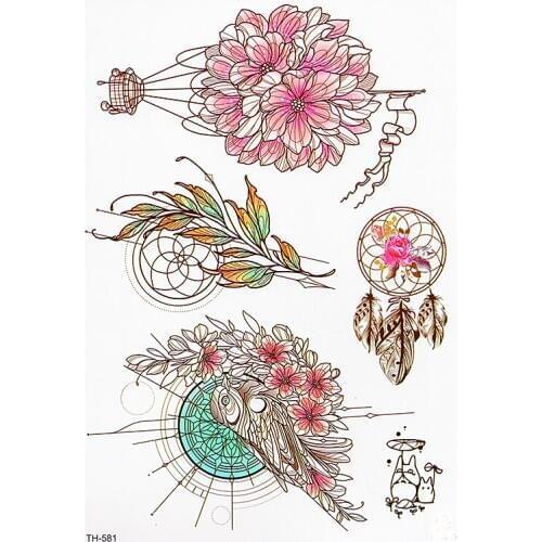 1 Sheet Waterproof Temporary Tattoo Sticker for Beauty Body Makeup Art Women Rose Flower Water Transfer Decal Tattoo