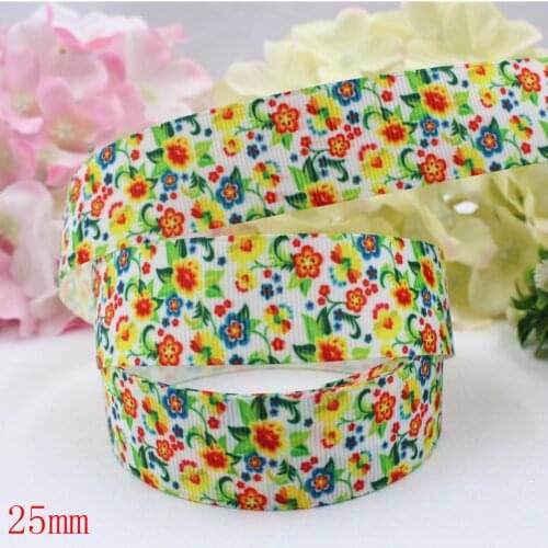 16607-97,(1")25mm 10yard/lot Flowers Ribbons Thermal transfer Printed grosgrain Wedding Accessories DIY handmade material