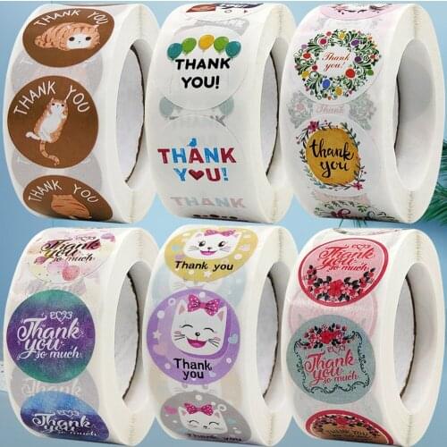 24Types 500Pcs Cute Cat Thank You So Much Stickers Seal Labels for Wedding Birthday Party Gift Packages Business Box Decoration