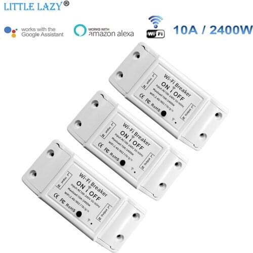 3pcs/lot Wifi Smart Lamp Switch Wi-fi Breaker TUYA Wireless Remote Control Support Alexa Google Home Timing Function 2400W