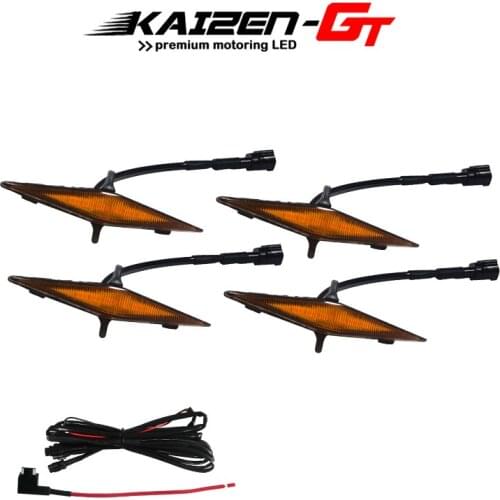 4PCS Amber Lens Car Front Bumper Grill Amber LED Lights With Wiring Harness Kit For 2014-2019 Toyota 4Runner TRD Pro Grille