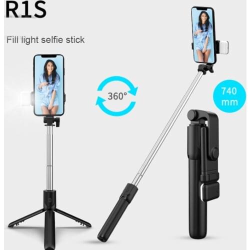 4 In 1 Wireless Foldable Mini Selfie Tripod Monopod with Bluetooth Shutter Fill Light for Iphone Smart Phone Selfie Stick